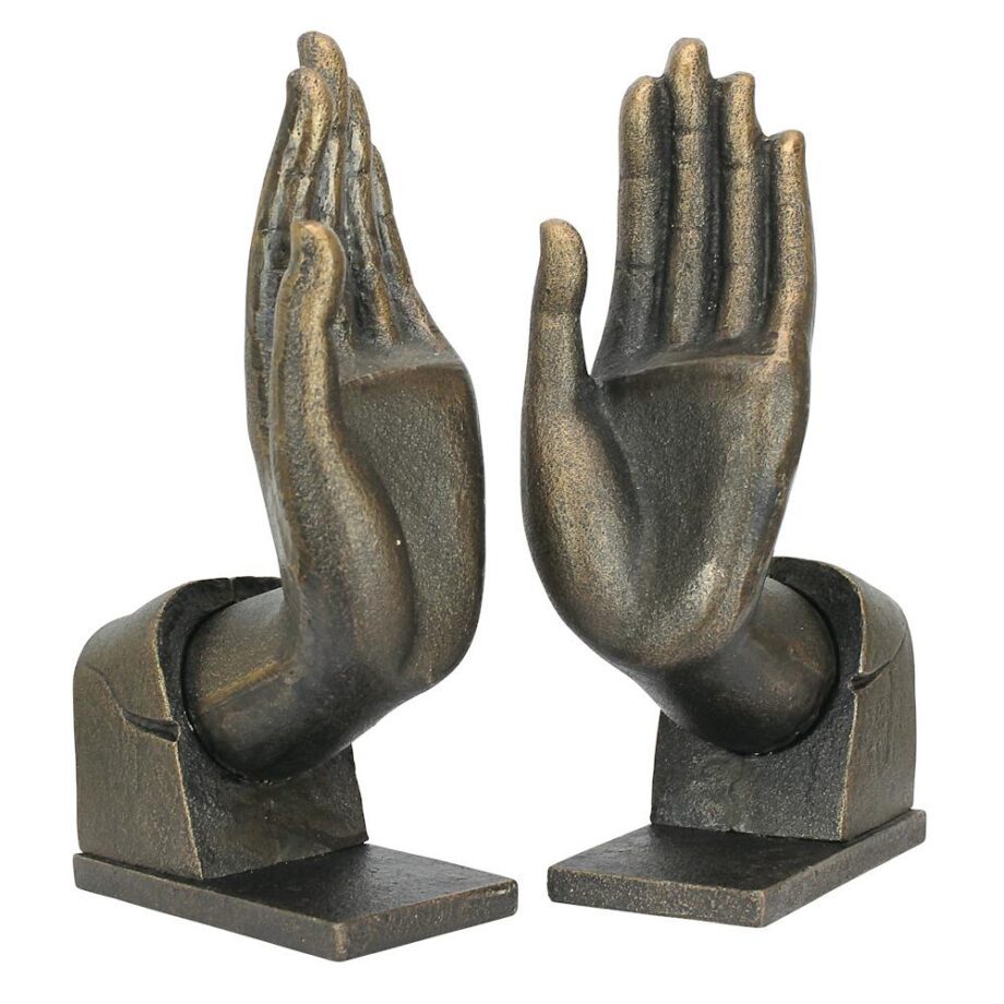 Divine Offering Cast Iron Sculptural Bookend Pair