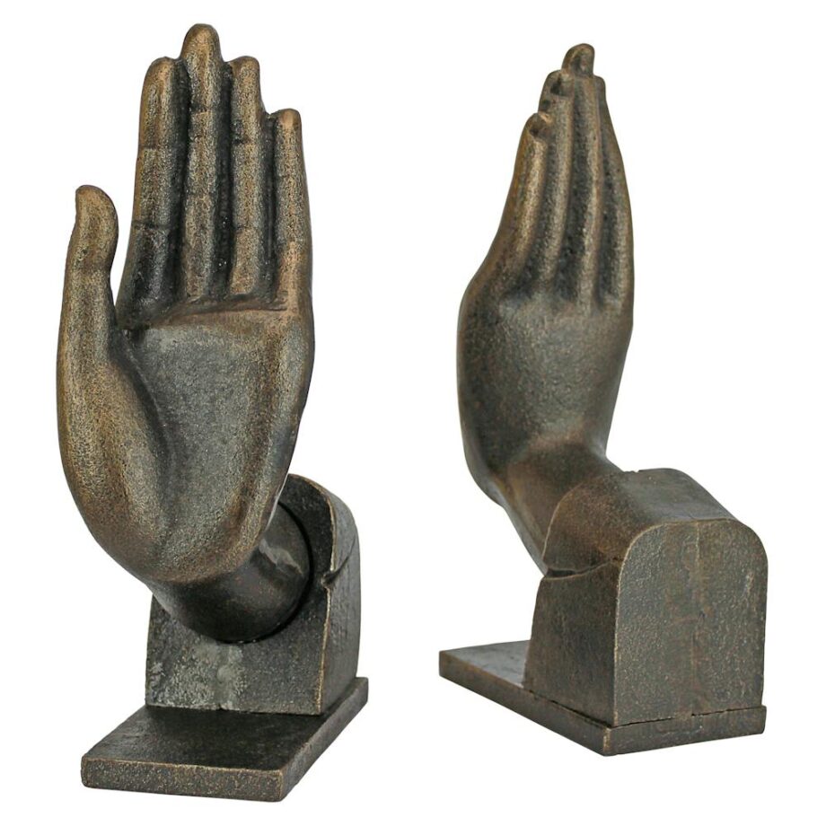 Divine Offering Cast Iron Sculptural Bookend Pair