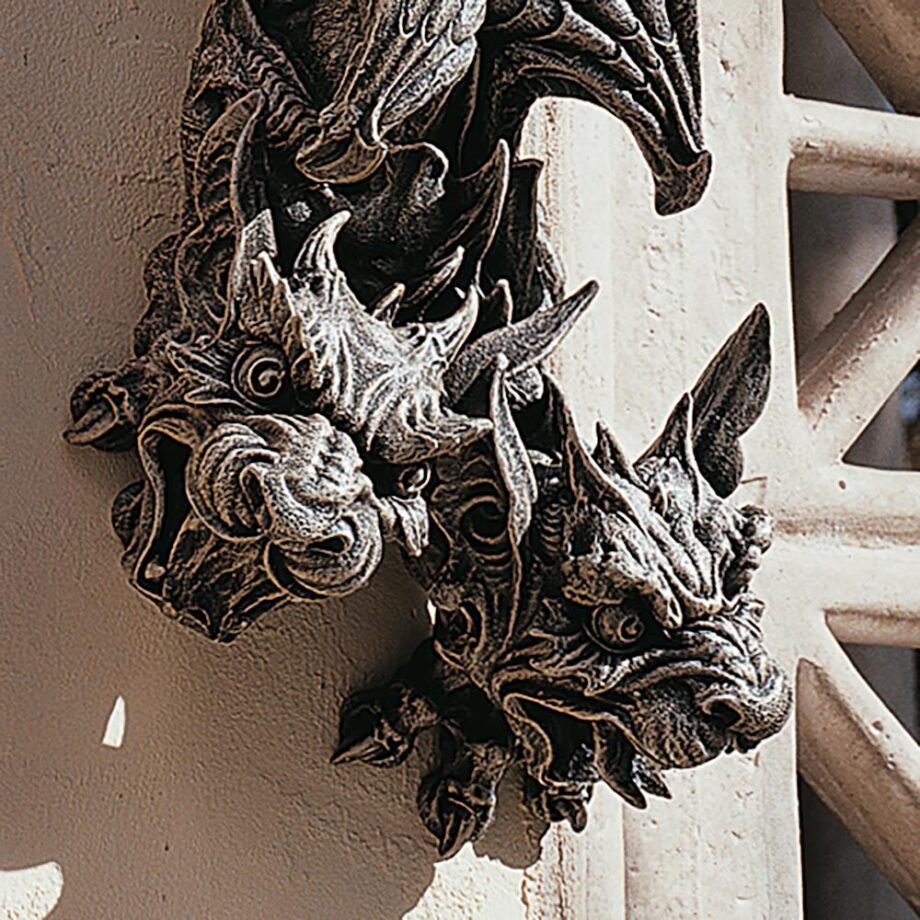 Double Trouble Gothic Gargoyle Hanging Wall Sculpture