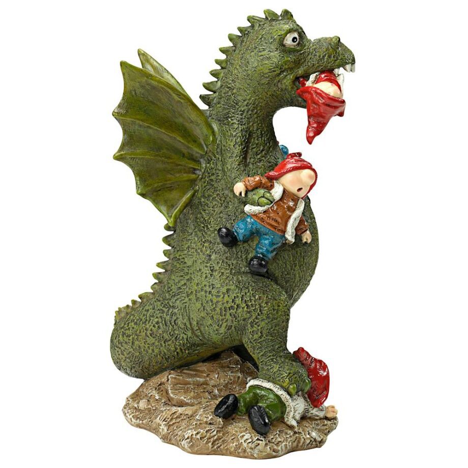 Dragon's Gonna Get Ya! Garden Gnome Apocalypse Statue