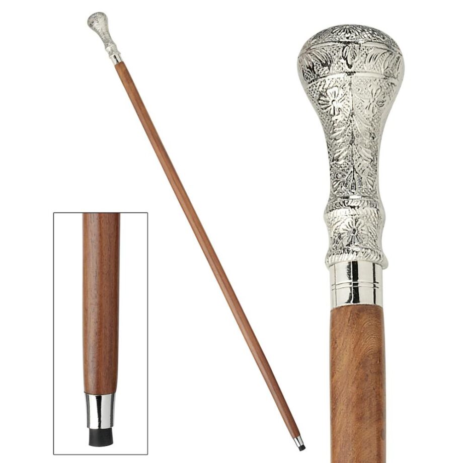 Empress Collection: Hambleton Chrome Solid Hardwood Walking Stick TV6218