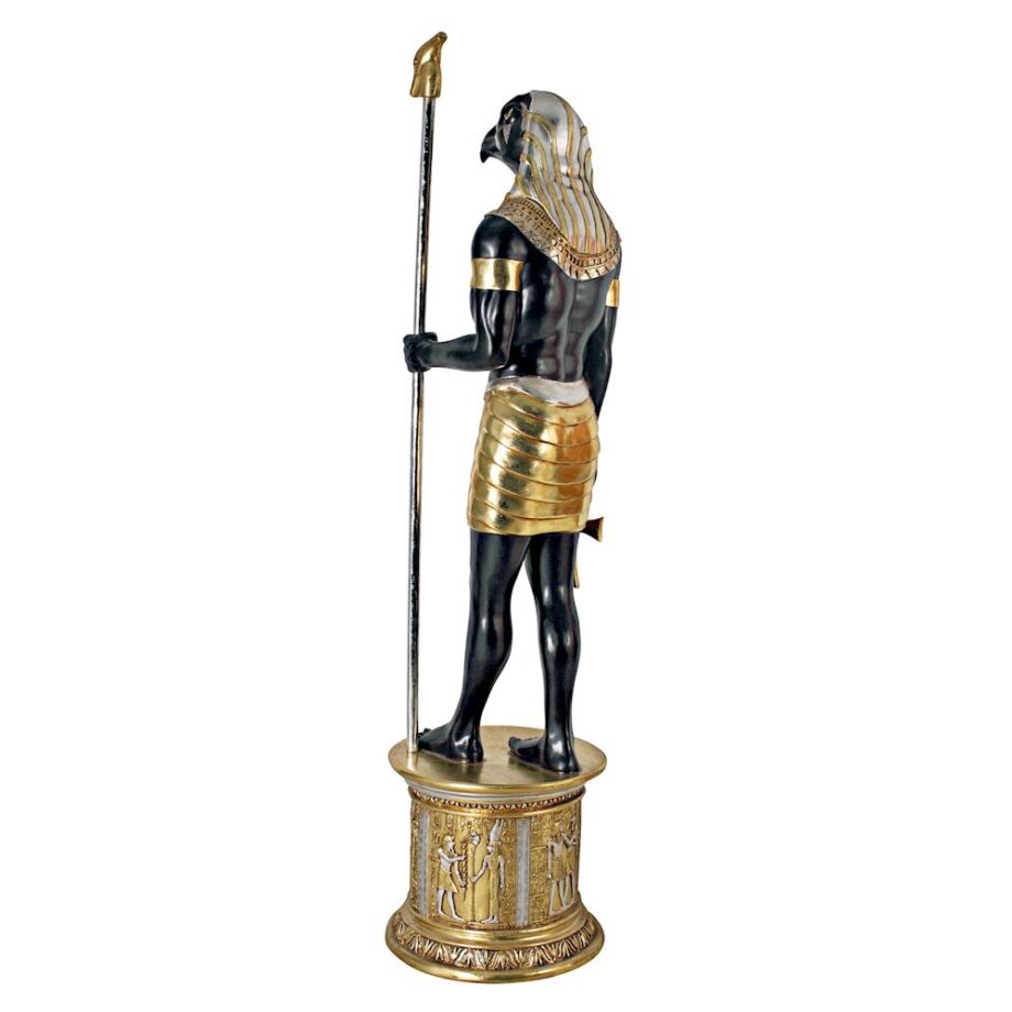 The Egyptian Grand Ruler Collection: Life-Size Horus Statue atop a Temple Column Mount