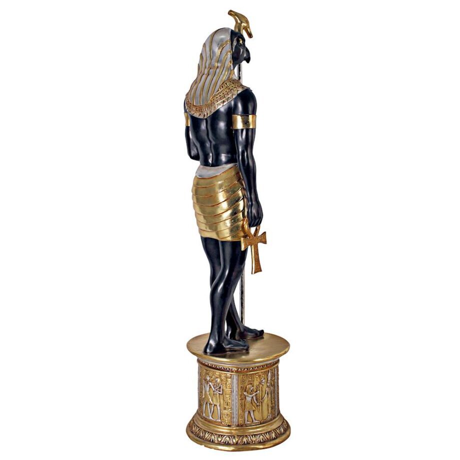 The Egyptian Grand Ruler Collection: Life-Size Horus Statue atop a Temple Column Mount