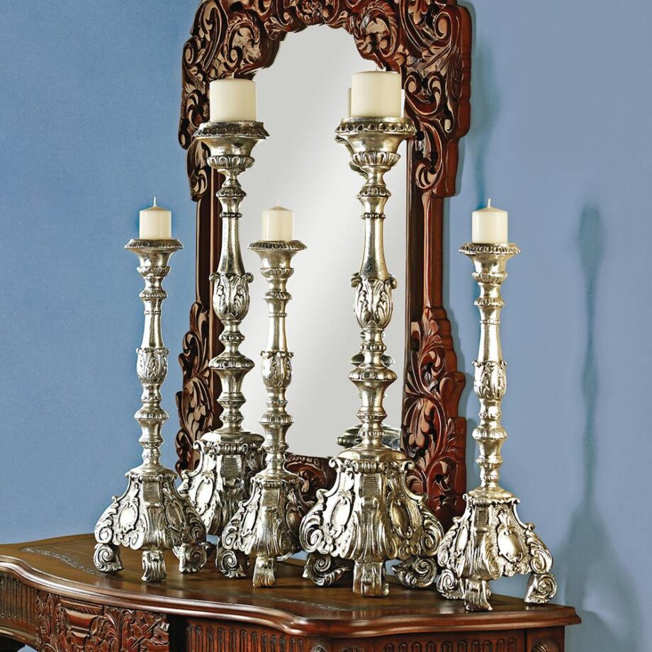 European Scroll-Footed Candlestick: Medium Each