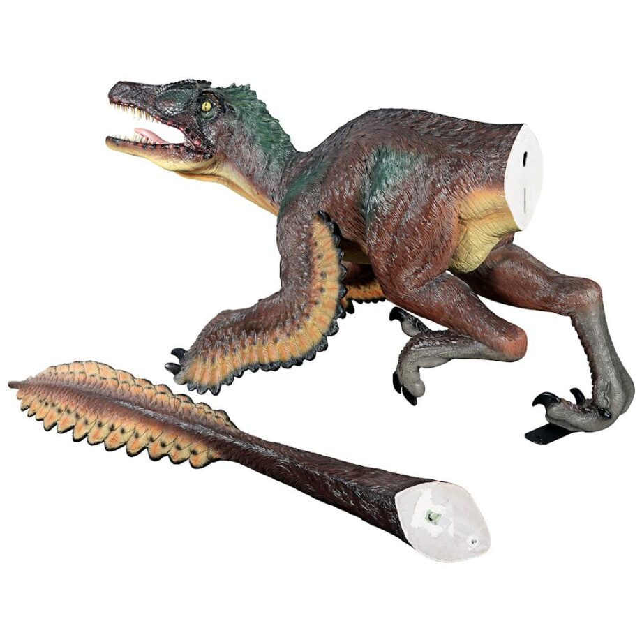 Feathered Velociraptor Jurassic-Sized Dinosaur Statue