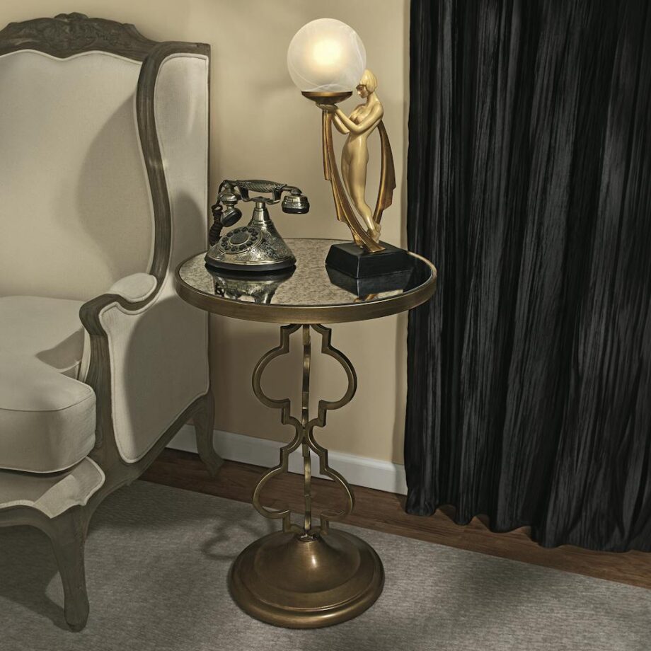 Film Noir Art Deco Mirrored Accent Table MH40440