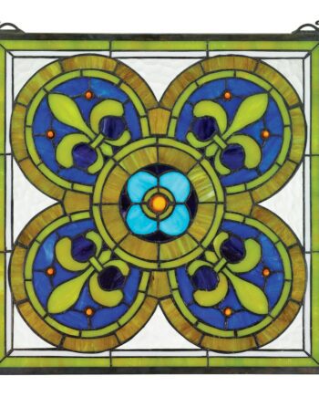 Fleur de Lis Quatrefoil Stained Glass Window TF8408