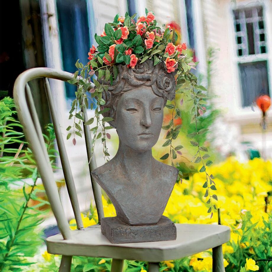 Flora, Roman Nymph of Flowers Sculptural Head Planter DS19184