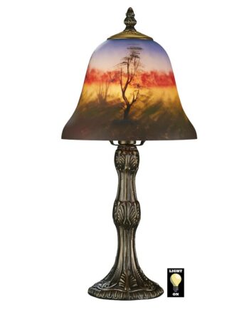 Forest Scene at Sunset Reverse Hand-Painted Glass Lamp TF7015