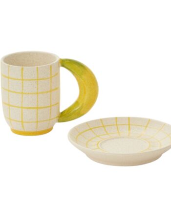 Fresh Fruit Banana Mug with Saucer - 7.25"x 6.25"x 4.75" 51584.02