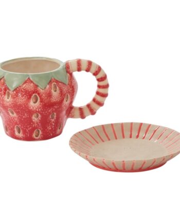 Fresh Fruit Strawberry Mug with Saucer - 8.25"x 4.75" 51585.03