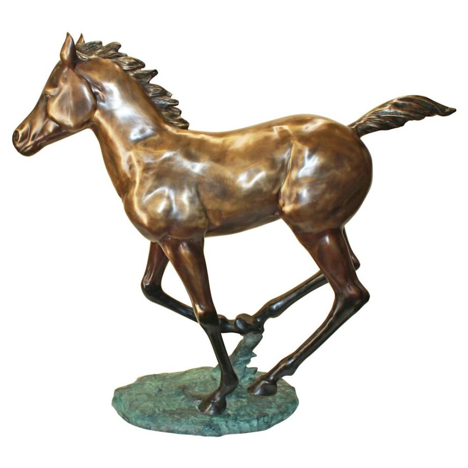 Galloping Horse Foal Cast Bronze Garden Statue