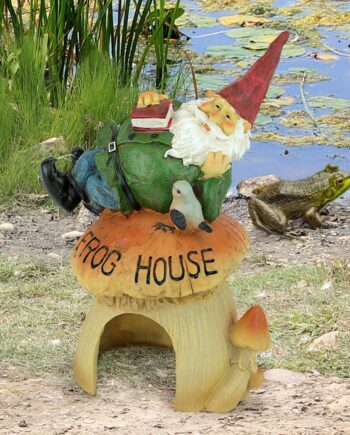 Gnome Frog House Garden Statue QM20860