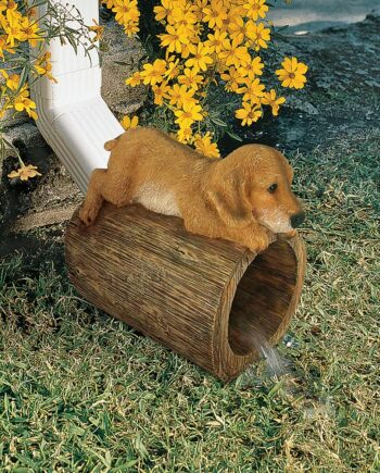 Golden Retriever Puppy Dog Gutter Guardian Downspout Statue QM13067