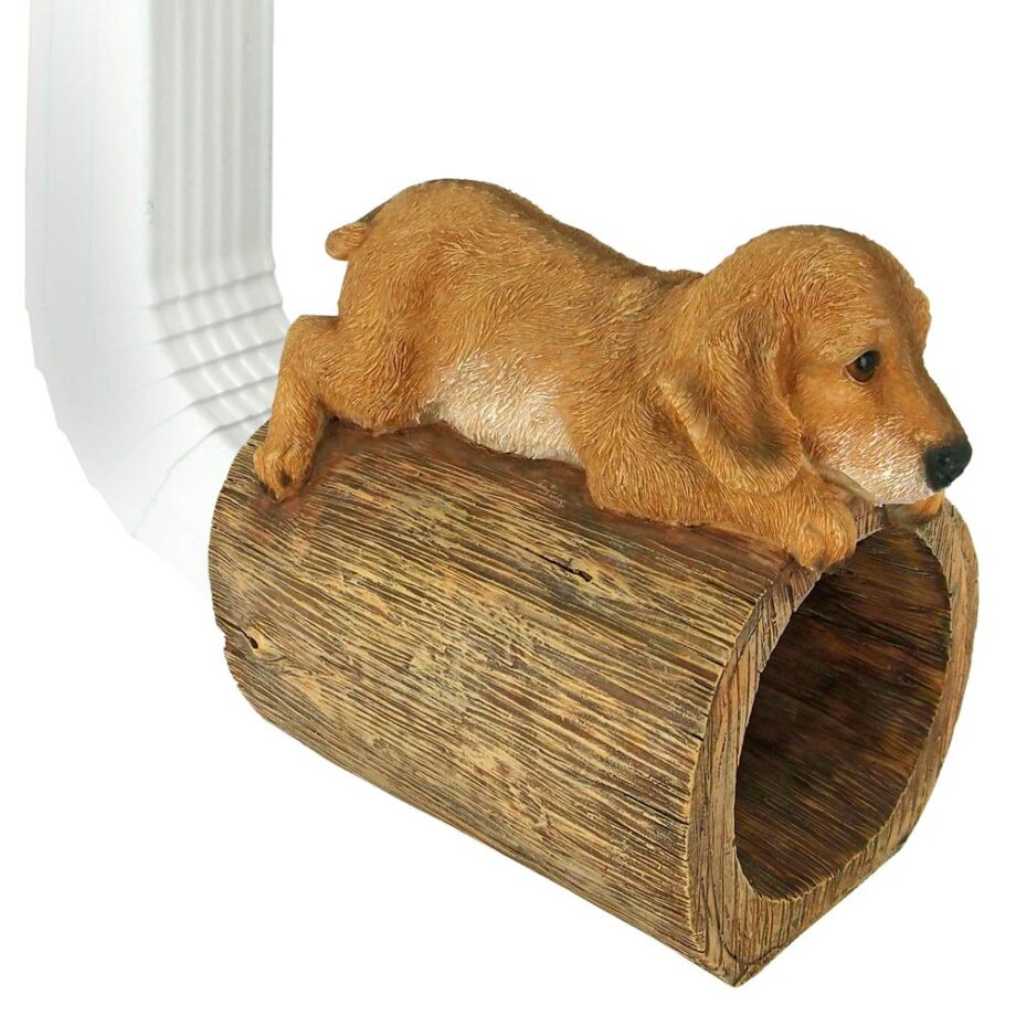 Golden Retriever Puppy Dog Gutter Guardian Downspout Statue