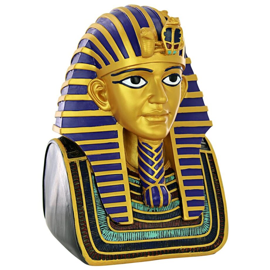 Golden Shroud of Tutankhamen Egyptian Bust Statue: Large