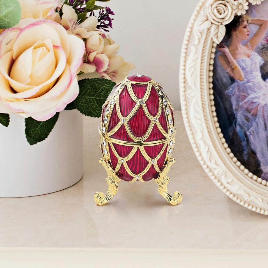 Golden Trellis Romanov-Style Collectible Enameled Egg: Rouge FH8777