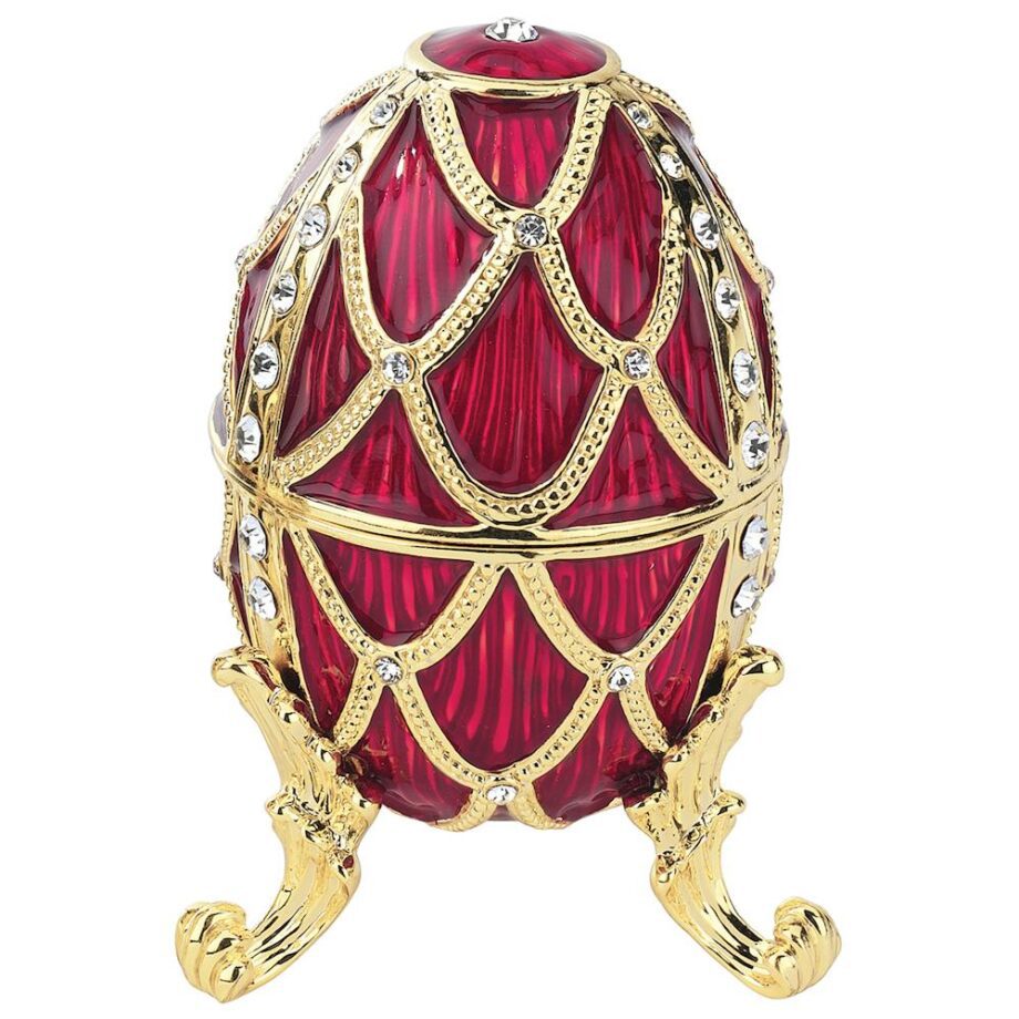 Golden Trellis Romanov-Style Collectible Enameled Egg: Rouge