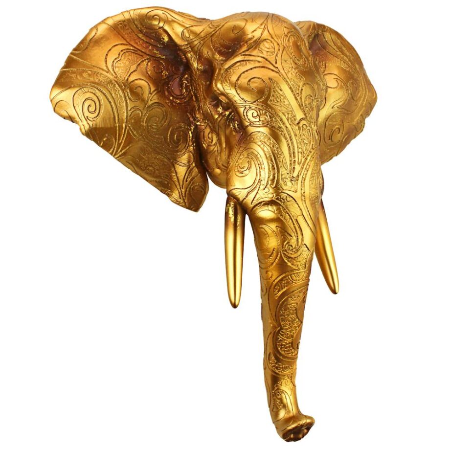 Good Fortune Golden Mandala Elephant Wall Sculpture