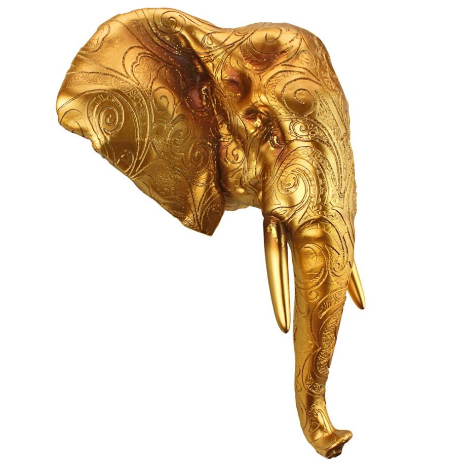 Good Fortune Golden Mandala Elephant Wall Sculpture