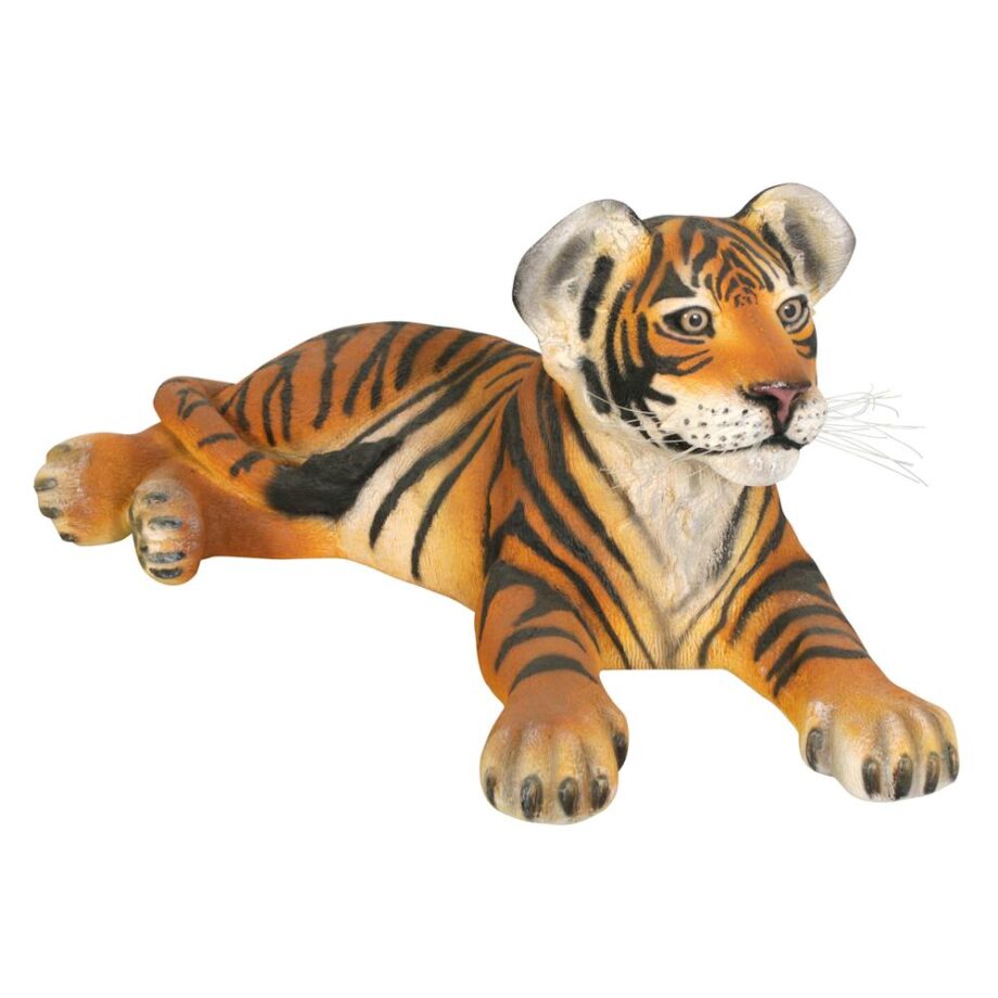 The Grand-Scale Lying Down Bengal Tiger Cub Statue