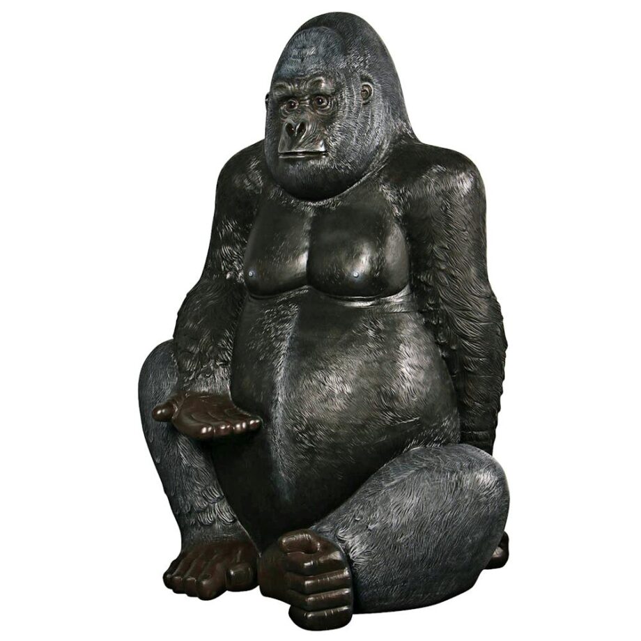 Grande Scale Male Silverback Gorilla Photo Op Statue