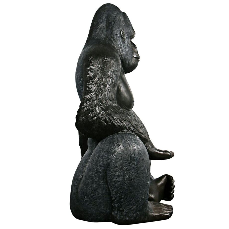 Grande Scale Male Silverback Gorilla Photo Op Statue