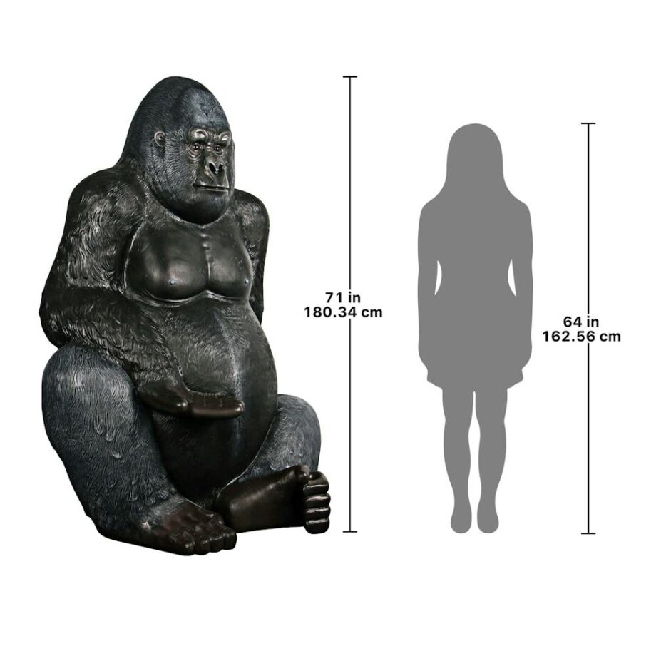 Grande Scale Male Silverback Gorilla Photo Op Statue