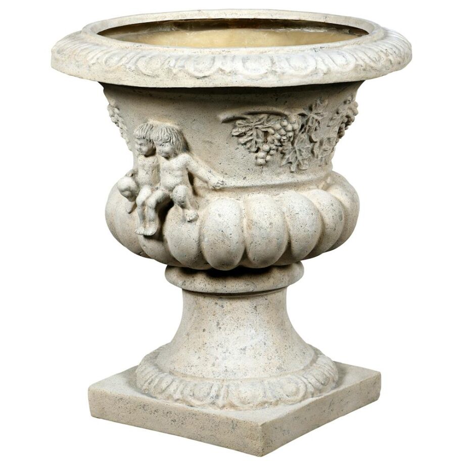 Grape Harvest Cherub Architectural Garden Urn: Each NE210152