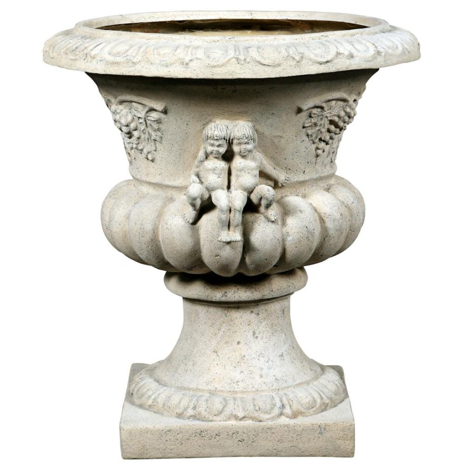 Grape Harvest Cherub Architectural Garden Urn: Each