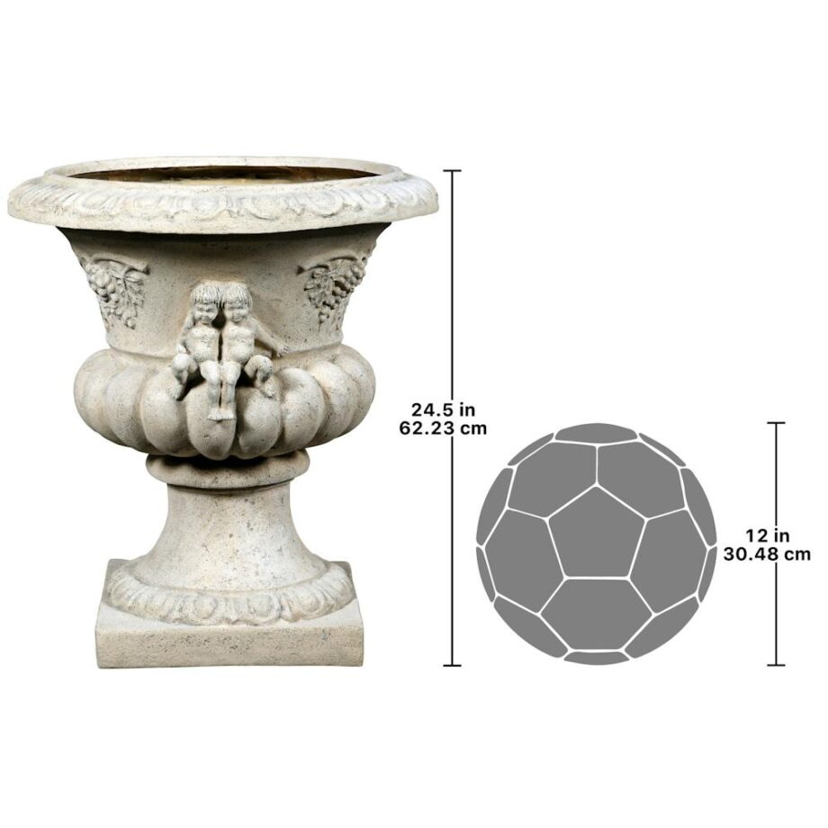 Grape Harvest Cherub Architectural Garden Urn: Each