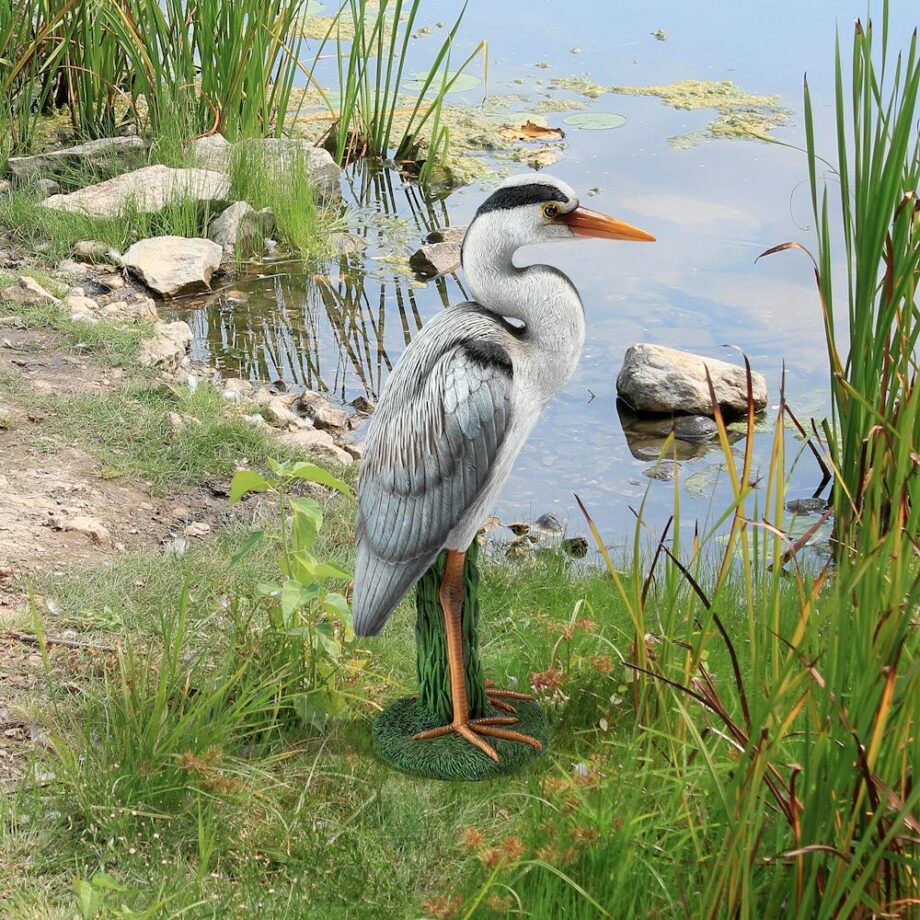 Gray Heron Coastal Bird Statue QM2756500