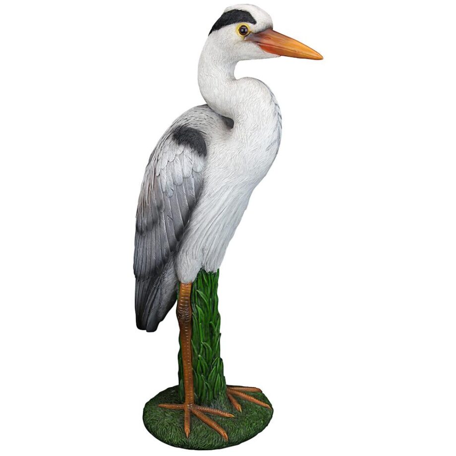 Gray Heron Coastal Bird Statue