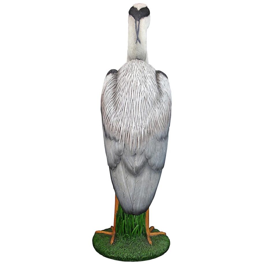 Gray Heron Coastal Bird Statue