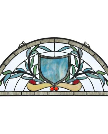 Heraldic Shield Demi-Lune Tiffany-Style Stained Glass Window TF28037