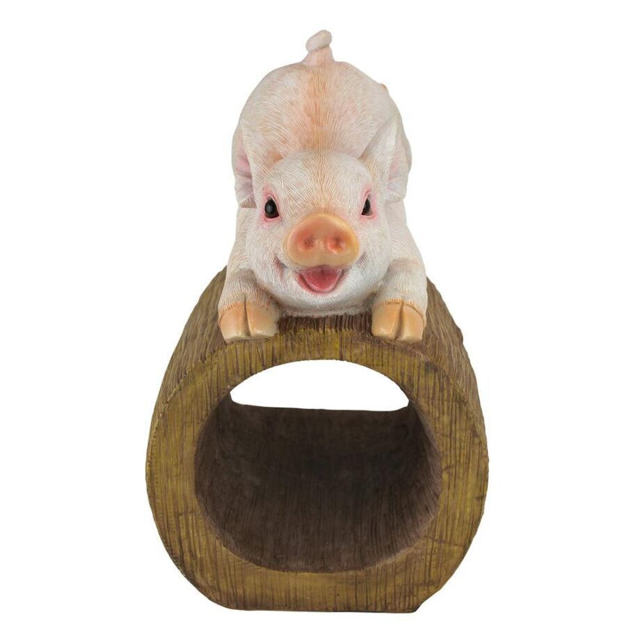 Hog Wild Pouncing Pig Gutter Guardian Downspout Statue