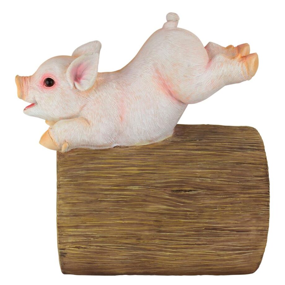 Hog Wild Pouncing Pig Gutter Guardian Downspout Statue