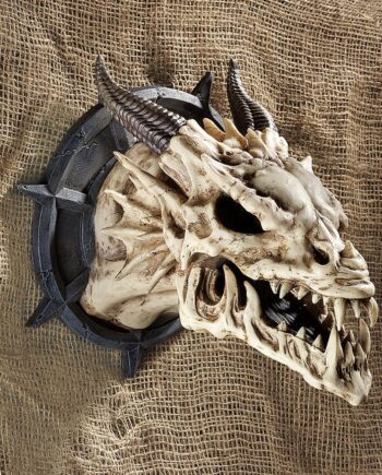 Horned Dragon Skull Trophy Wall Sculpture CL4864