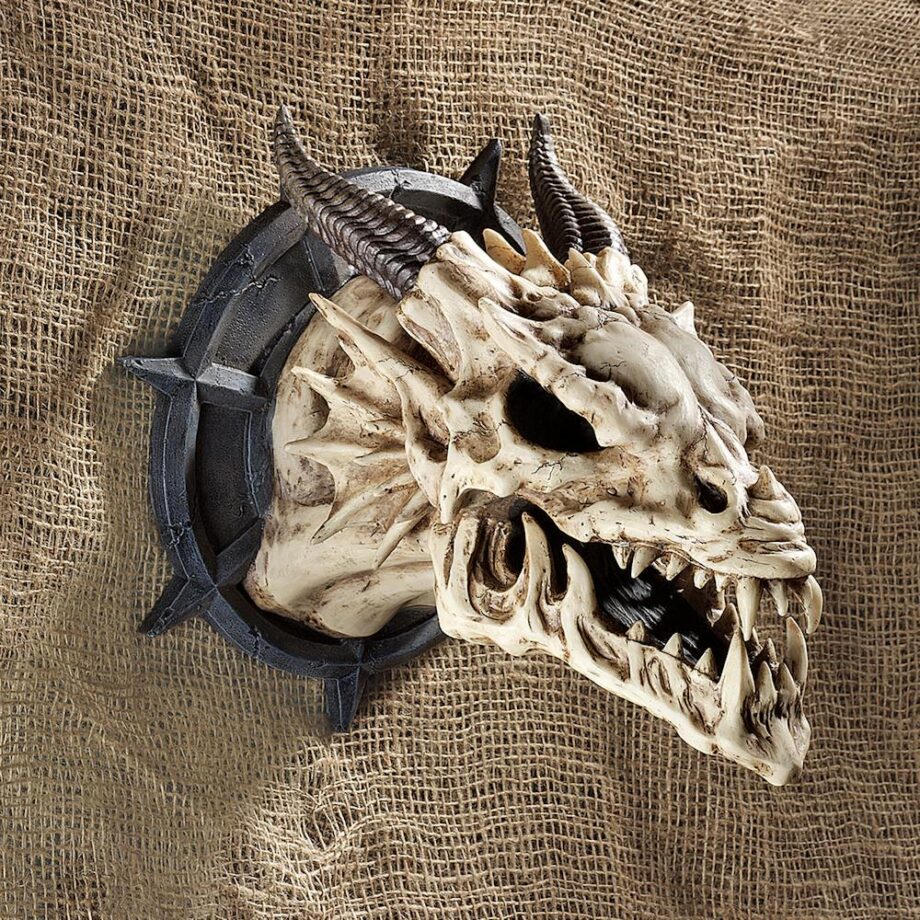 Horned Dragon Skull Trophy Wall Sculpture CL4864