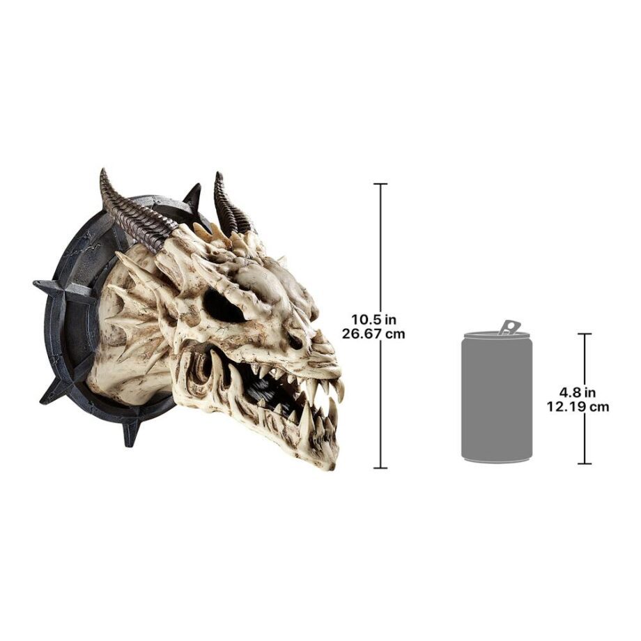 Horned Dragon Skull Trophy Wall Sculpture