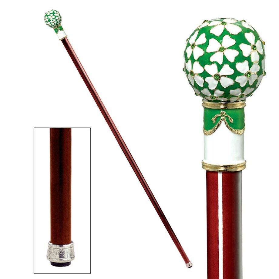 The Imperial Collection: Four Leaf Clover Enameled Walking Stick FH221