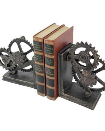 Industrial Gear Sculptural Iron Bookends QH9631