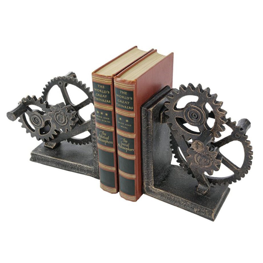 Industrial Gear Sculptural Iron Bookends QH9631