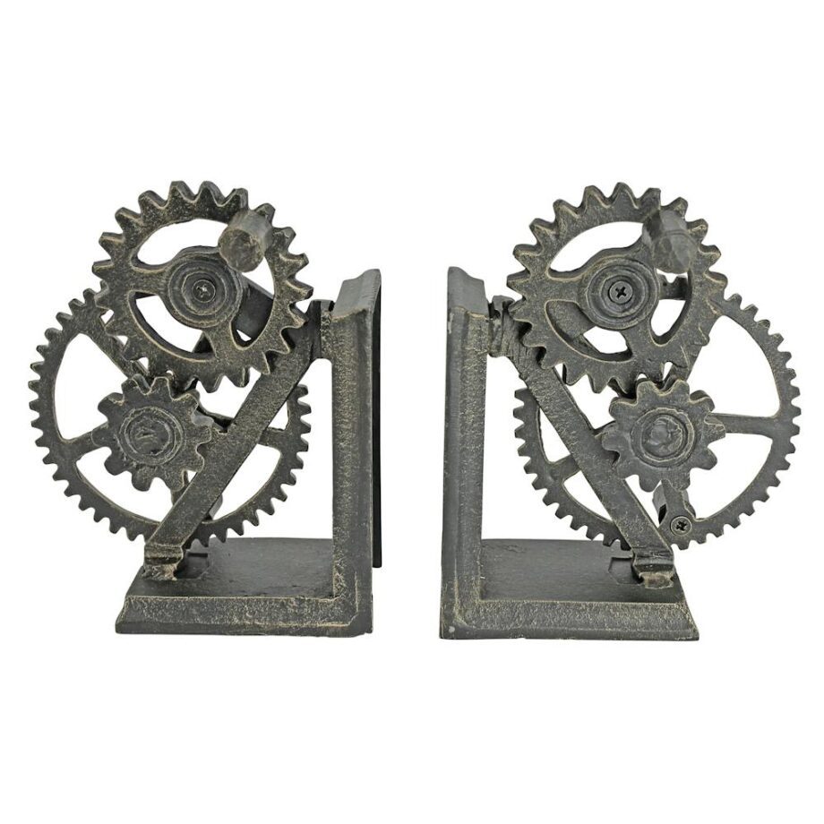 Industrial Gear Sculptural Iron Bookends