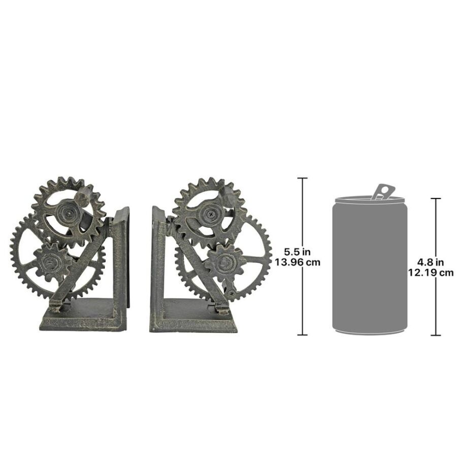 Industrial Gear Sculptural Iron Bookends