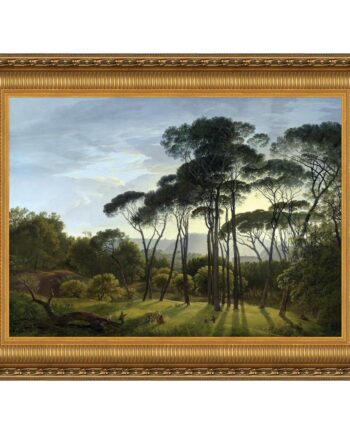 Italian Landscape with Umbrella Pines Framed Canvas Replica Painting: Small DA4741