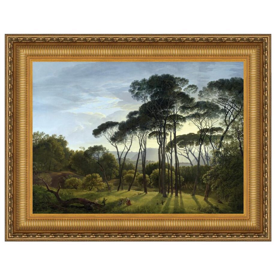 Italian Landscape with Umbrella Pines Framed Canvas Replica Painting: Small DA4741