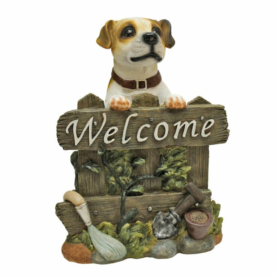 Jack Russell Terrier Dog Welcome Sign Statue QL57607