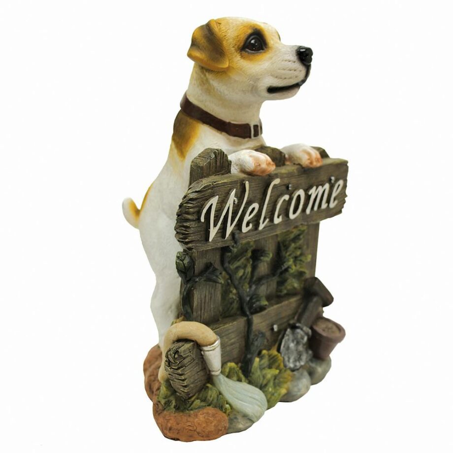 Jack Russell Terrier Dog Welcome Sign Statue