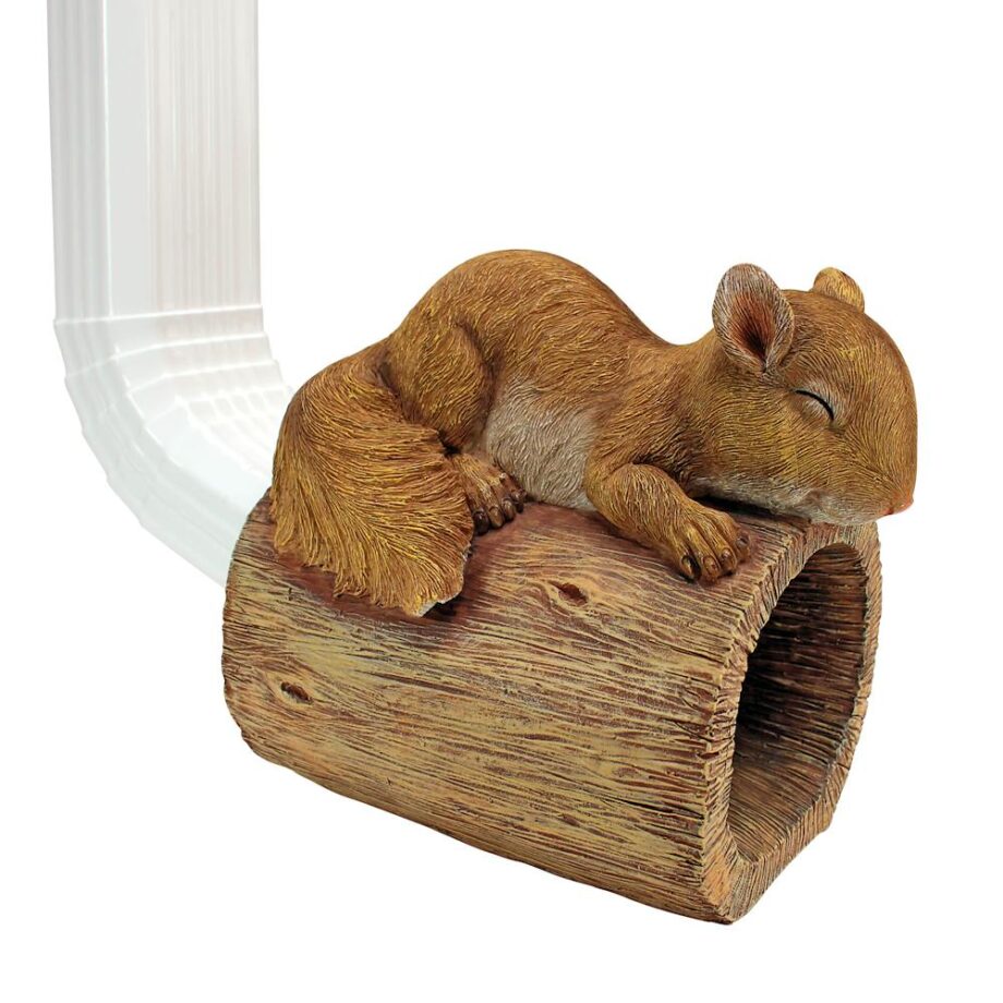 Jolly the Squirrel Gutter Guardian Downspout Statue